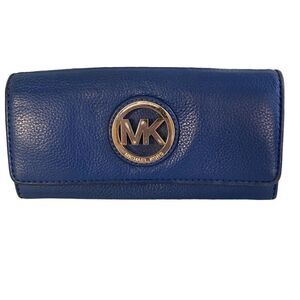 Women's Michael Kors Blue Fulton Flap Continental Wallet